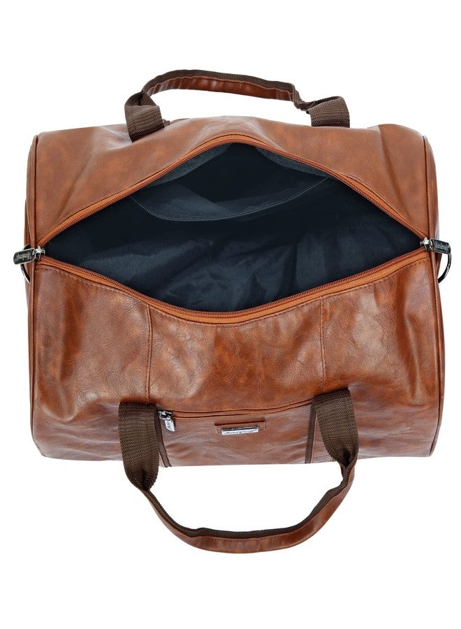 Hard Craft Square Textured PU Leather Stylish Duffle Bags Cabin Size Airline Friendly 35L Luxury Medium Size Travel Duffel Bag for Men and Women Rust (Rust) - Image 5